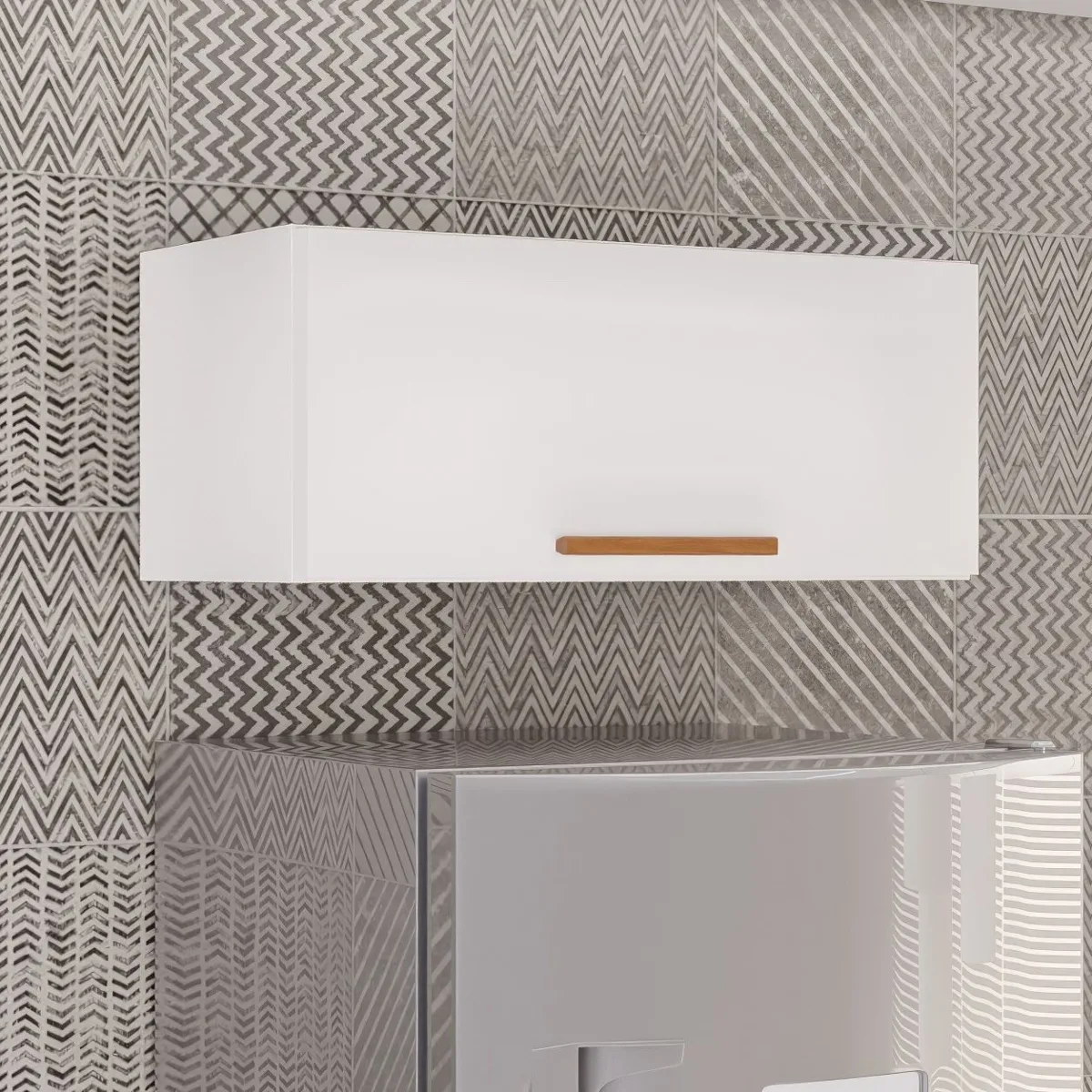 Armário Aéreo Geladeira New Valência Branco/Cinamomo